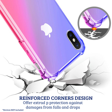 iPhone 11 Pro Compatible Case Cover With Clear Rainbow Airbag Bumper Shockproof - Purple and Blue